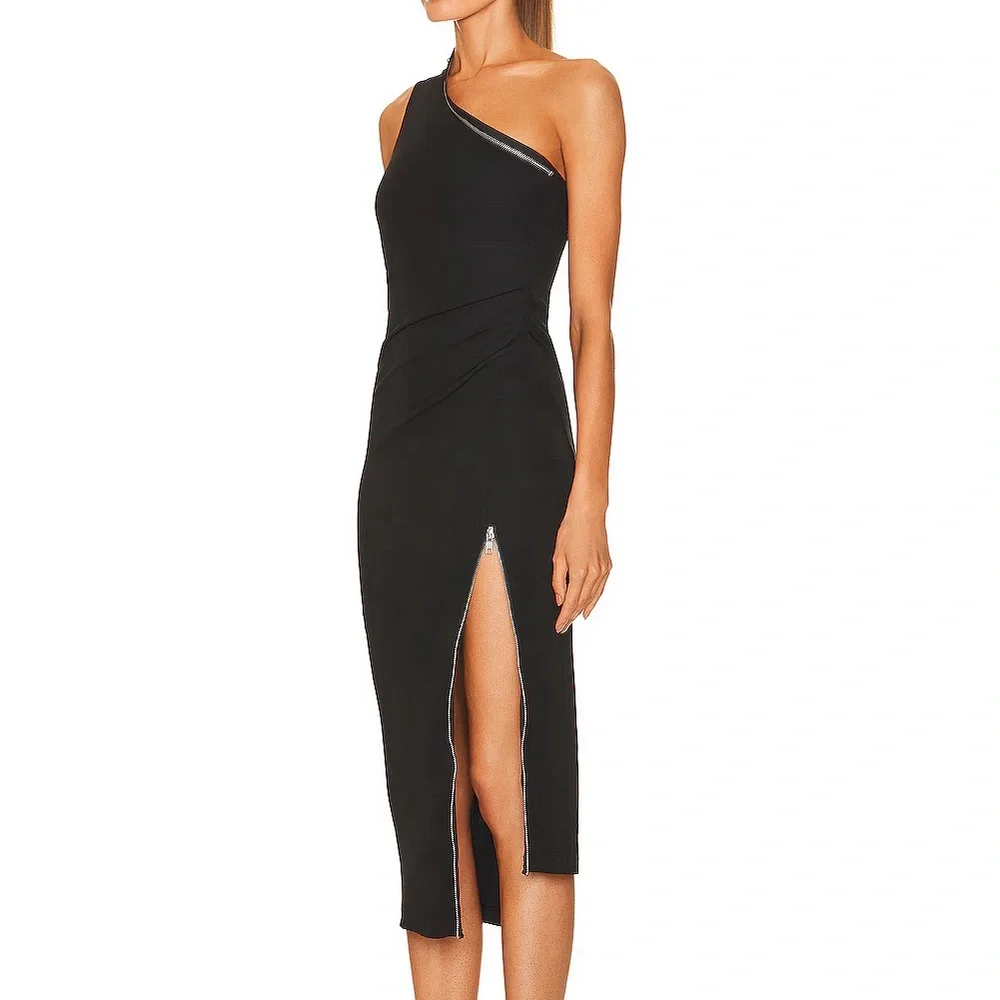 Helmut Lang Asymmetric Zip Midi Dress - Picture 4 of 10